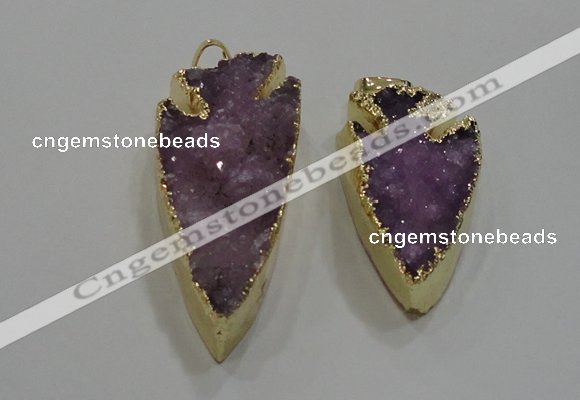 NGP1751 20*30mm - 25*50mm arrowhead druzy agate gemstone pendants