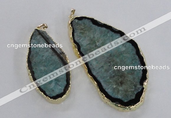 NGP1756 35*60mm - 50*80mm freeform druzy agate gemstone pendants