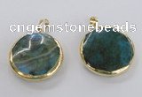 NGP1758 30mm flat round agate gemstone pendants wholesale