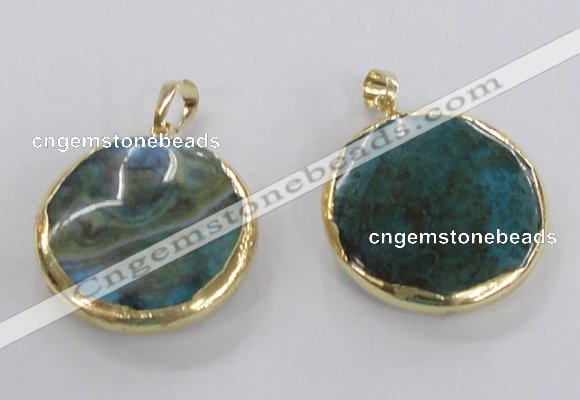 NGP1758 30mm flat round agate gemstone pendants wholesale