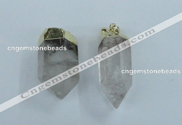 NGP1762 15*35mm - 25*40mm faceted nuggets white crystal pendants