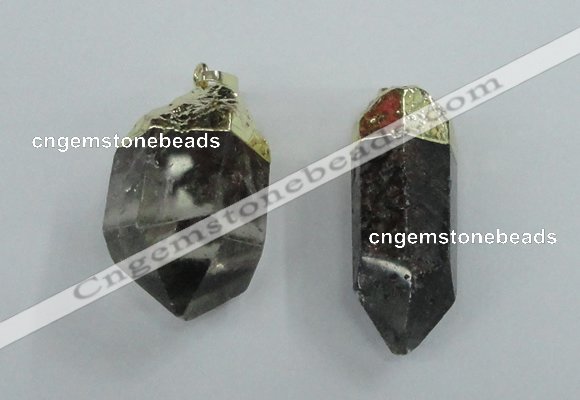 NGP1766 15*35mm - 25*40mm faceted nuggets green phantom quartz pendants