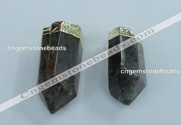 NGP1767 20*45mm - 25*50mm faceted nuggets green phantom quartz pendants