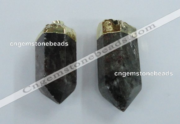 NGP1768 25*55mm - 20*60mm faceted nuggets green phantom quartz pendants