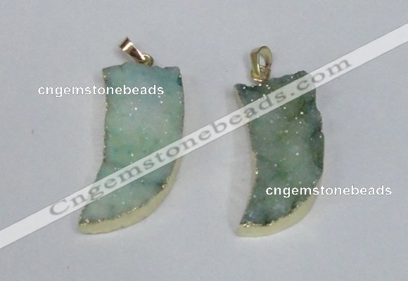 NGP1785 15*35mm - 20*45mm oxhorn druzy agate gemstone pendants