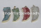 NGP1786 15*35mm - 20*45mm oxhorn druzy agate gemstone pendants