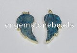 NGP1788 20*40mm - 25*45mm wing-shaped druzy agate pendants