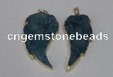 NGP1790 30*60mm - 35*65mm wing-shaped druzy agate pendants