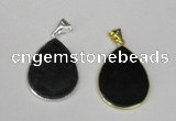 NGP1799 25*35mm flat teardrop agate gemstone pendants wholesale