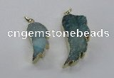 NGP1803 35*40mm - 45*50mm wing-shaped plated druzy agate pendants