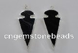 NGP1807 25*60mm - 30*65mm arrowhead black agate pendants