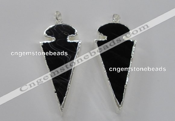 NGP1807 25*60mm - 30*65mm arrowhead black agate pendants