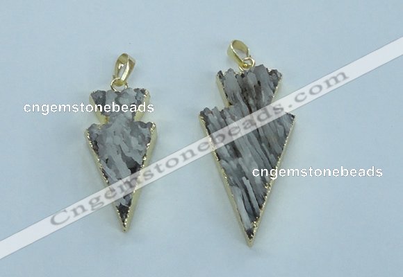 NGP1814 20*38mm - 25*45mm arrowhead druzy agate gemstone pendants