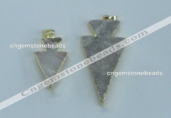 NGP1816 18*38mm - 28*45mm arrowhead druzy agate gemstone pendants