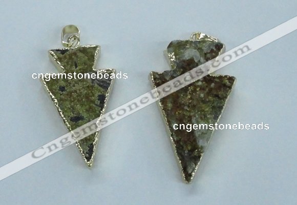 NGP1817 18*38mm - 28*45mm arrowhead druzy agate gemstone pendants