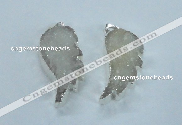 NGP1821 18*35mm - 20*40mm wing-shaped druzy agate pendants