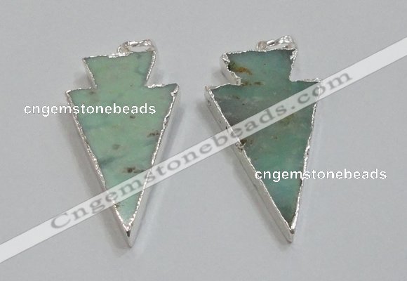 NGP1830 25*45mm arrowhead australia chrysoprase pendants