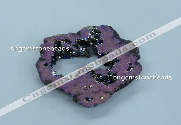 NGP1833 45*55mm - 55*60mm donut plated druzy agate pendants