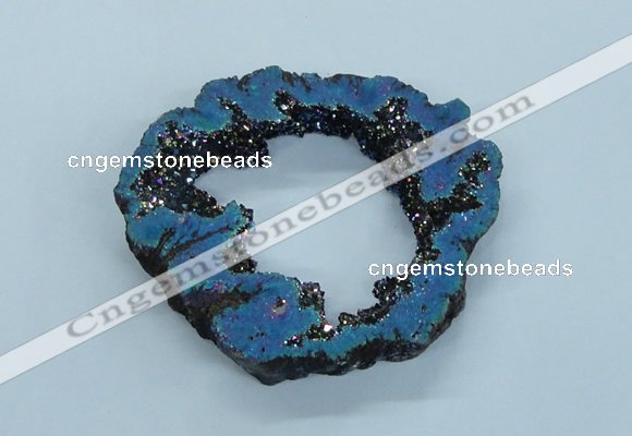 NGP1840 55*75mm - 65*80mm donut plated druzy agate pendants