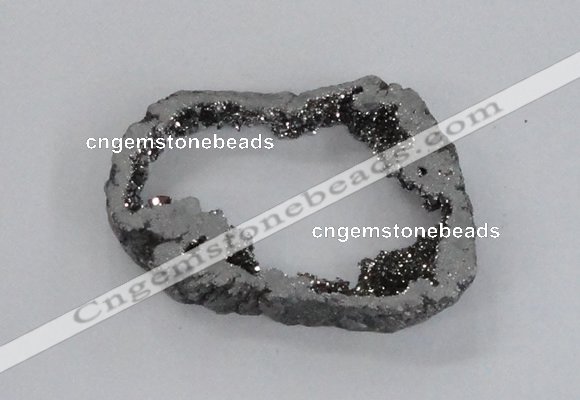 NGP1848 45*55mm - 55*60mm donut plated druzy agate pendants