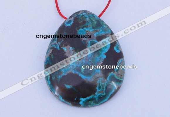 NGP185 30*38mm flat teardrop chrysocolla gemstone pendant jewelry