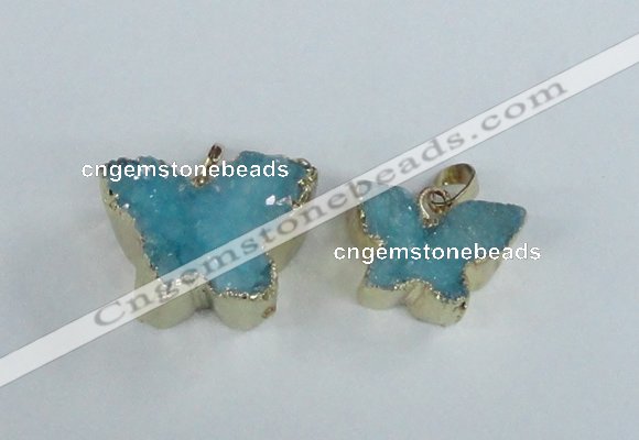 NGP1851 15*20mm - 18*25mm butterfly druzy agate gemstone pendants