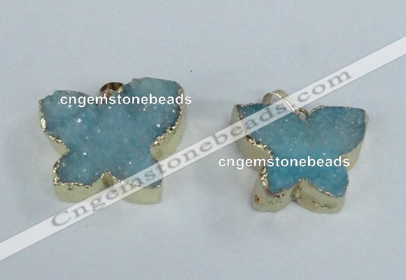 NGP1852 22*30mm - 25*35mm butterfly druzy agate gemstone pendants