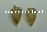 NGP1872 20*30mm - 25*50mm arrowhead druzy agate gemstone pendants