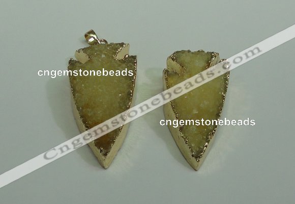 NGP1872 20*30mm - 25*50mm arrowhead druzy agate gemstone pendants