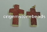 NGP1876 30*45mm - 32*50mm cross druzy agate gemstone pendants