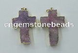 NGP1878 30*45mm - 32*50mm cross druzy agate gemstone pendants