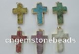 NGP1879 30*45mm - 32*50mm cross druzy agate gemstone pendants