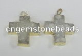 NGP1880 34*35mm - 35*36mm cross druzy agate gemstone pendants