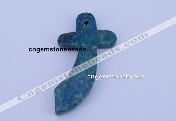 NGP190 28*52mm cross lapis & chrysocolla gemstone pendant jewelry