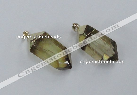 NGP1901 18*38mm - 20*42mm faceted nuggets lemon quartz pendants