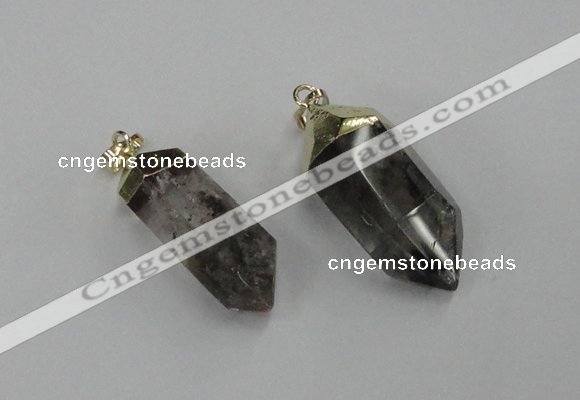 NGP1903 13*30mm - 15*38mm faceted nuggets green phantom quartz pendants