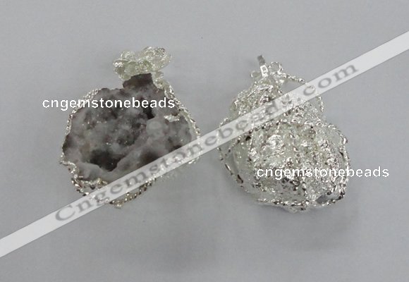 NGP1912 40*45mm - 45*50mm freeform druzy agate gemstone pendants