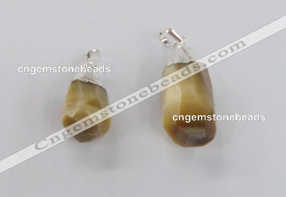 NGP1915 14*30mm - 15*35mm faceted nuggets golden tiger eye pendants