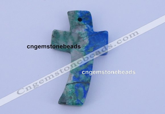 NGP192 31*52mm cross lapis & chrysocolla gemstone pendant jewelry