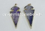 NGP1925 30*65mm arrowhead agate gemstone pendants wholesale