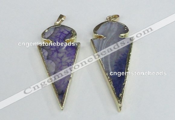 NGP1925 30*65mm arrowhead agate gemstone pendants wholesale