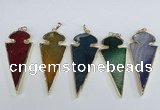 NGP1927 30*65mm arrowhead agate gemstone pendants wholesale