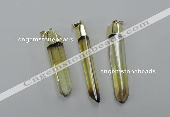 NGP1931 6*50mm - 8*55mm stick lemon quartz pendants wholesale