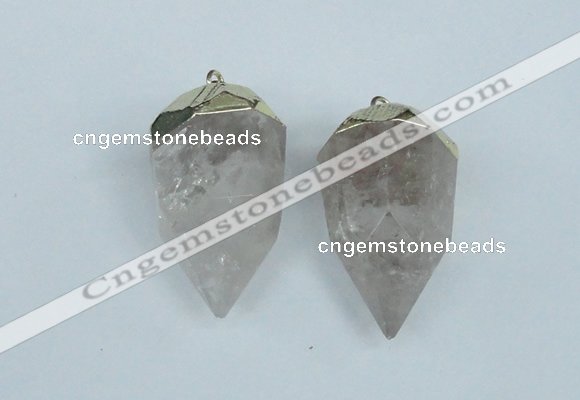 NGP1936 18*35mm - 20*40mm faceted nuggets white crystal pendants