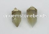 NGP1938 18*35mm - 20*40mm faceted nuggets yellow phantom quartz pendants