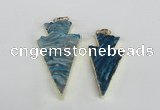 NGP1942 20*38mm - 25*45mm arrowhead druzy agate gemstone pendants