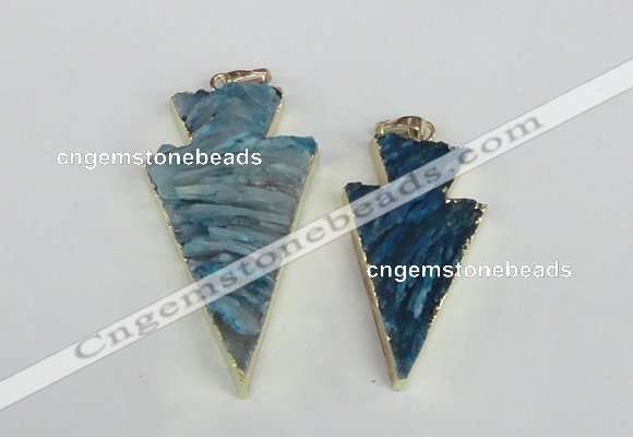 NGP1942 20*38mm - 25*45mm arrowhead druzy agate gemstone pendants