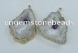 NGP1950 30*40mm - 45*55mm freeform druzy agate & amethyst pendants