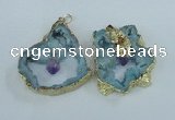 NGP1954 30*40mm - 45*55mm freeform druzy agate & amethyst pendants