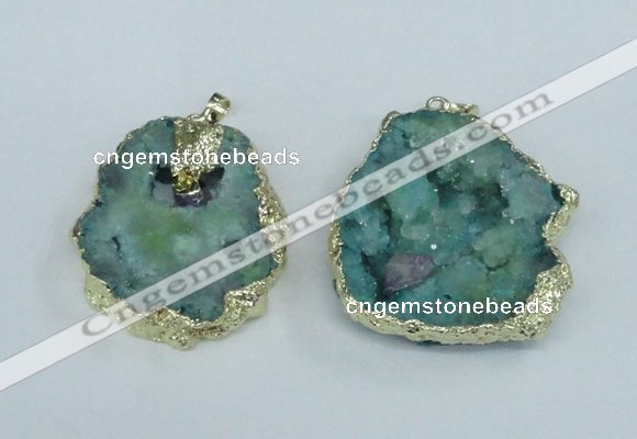 NGP1955 30*40mm - 45*55mm freeform druzy agate & amethyst pendants